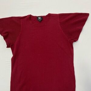 W by Worth Maroon Flutter Sleeve Knit Top